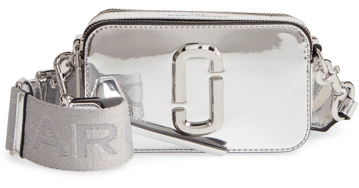 Marc Jacobs The Snapshot Mirrored Faux Leather Crossbody Bag in White