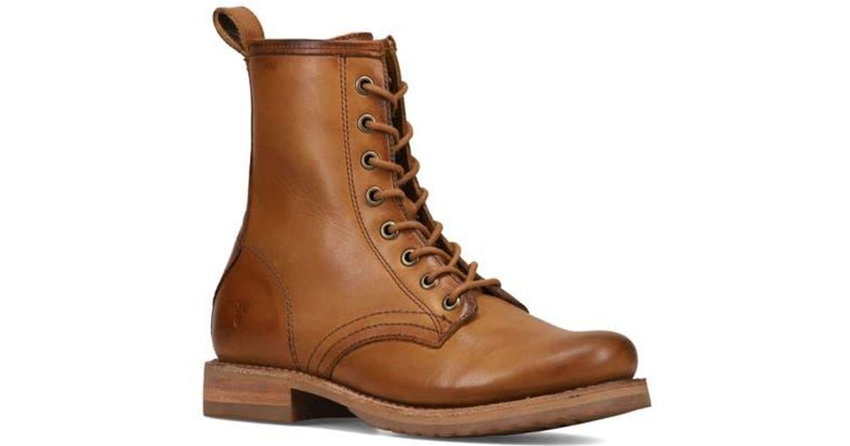 frye veronica combat boots caramel