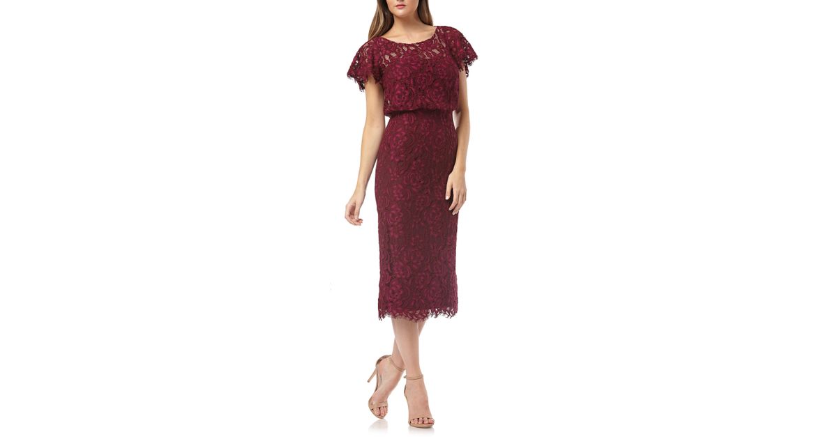 js collections lace blouson cocktail dress