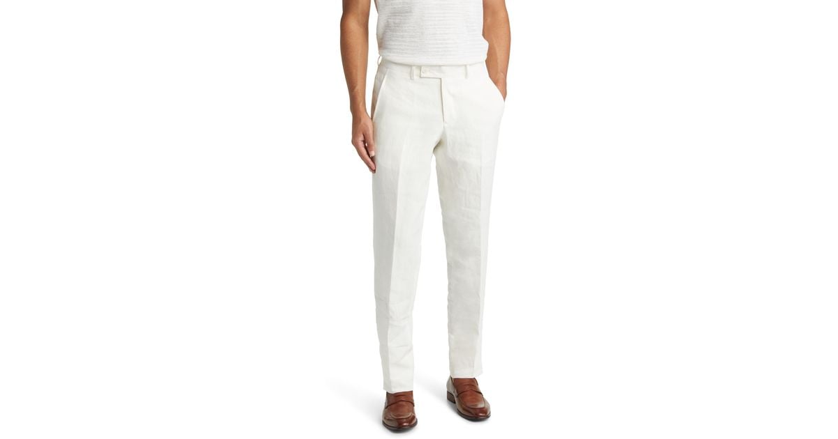 Ted Baker Jerome Linen Trousers in White for Men | Lyst
