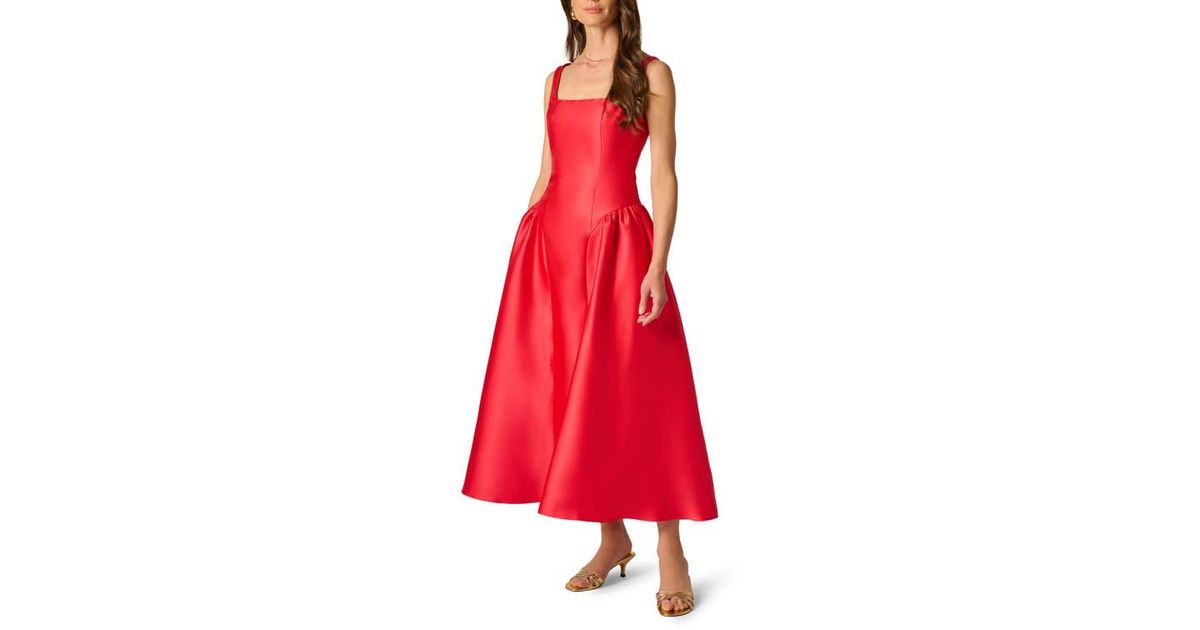 adrianna papell high low mikado dress red Adrianna Papell Women's Roll Neck Mikado Dress Red 2 at Amazon Women's  Clothing store