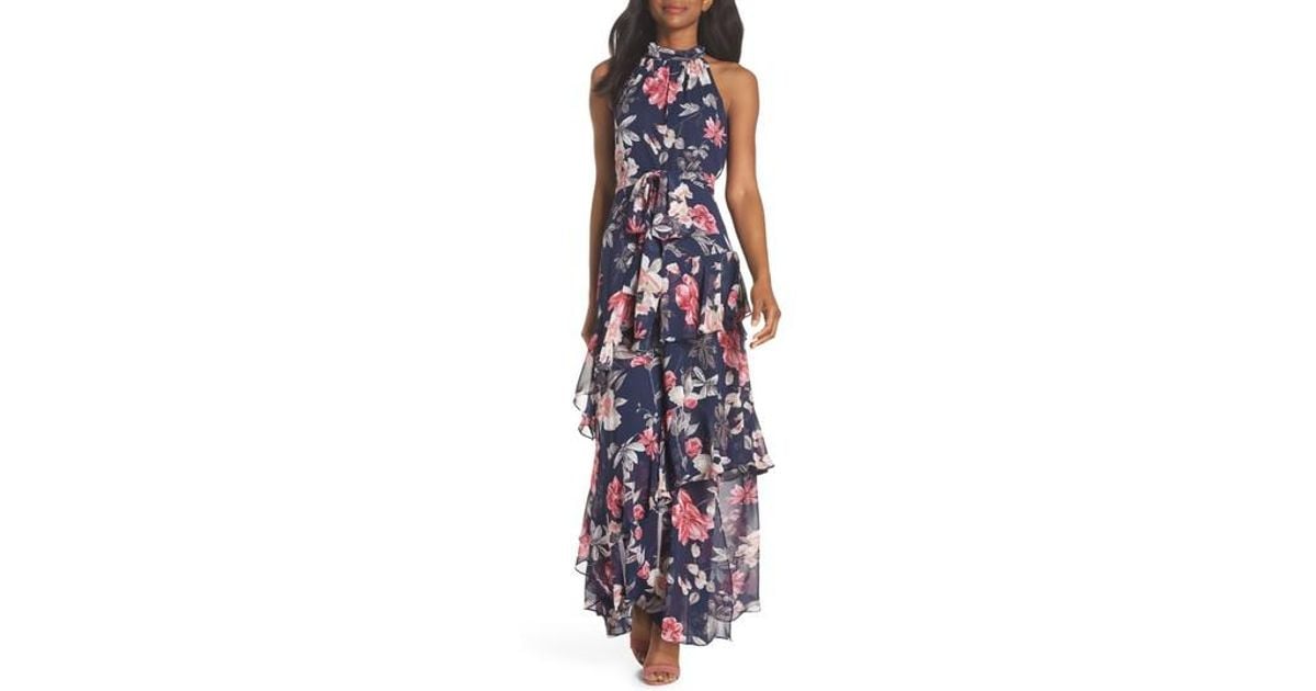 halter ruffle maxi dress eliza j