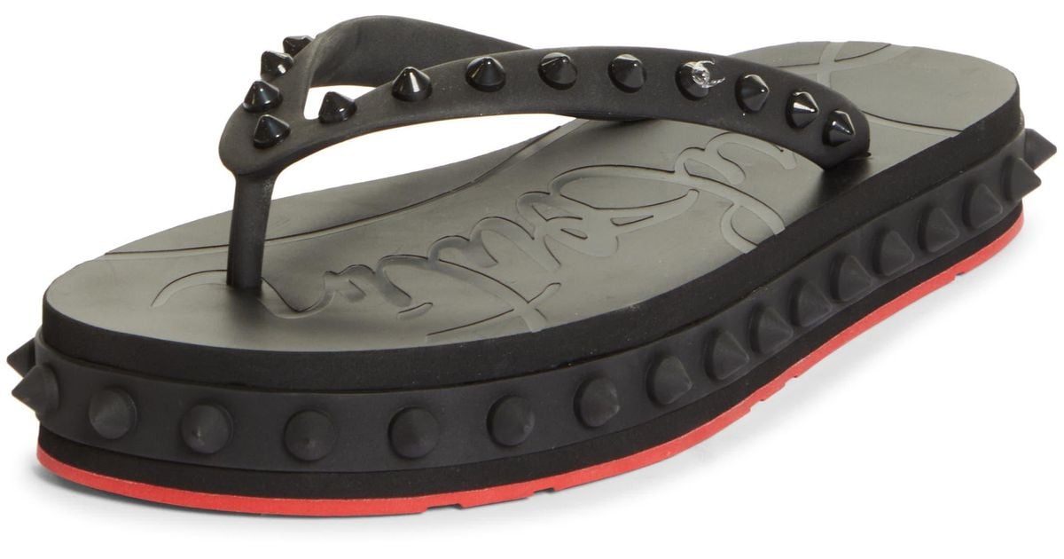 Christian Louboutin Loubi Stud Platform Flip Flop in Gray Lyst