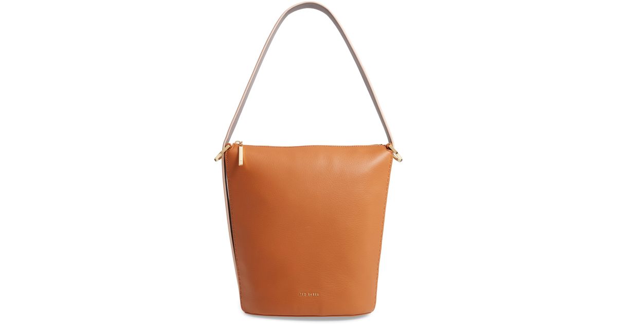 endora leather shoulder bucket bag