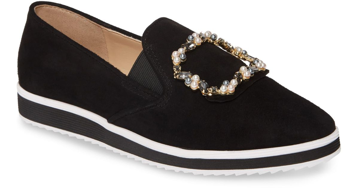 Karl Lagerfeld Women's Kalana Faux Pearl Embellished Suede Loafers