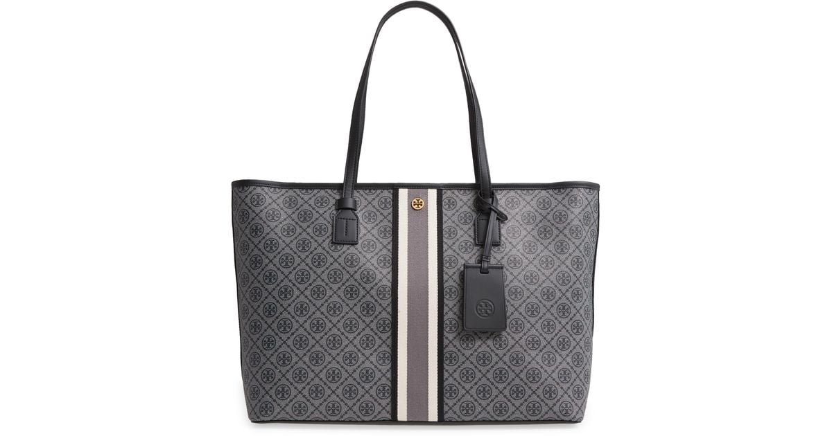 Tory Burch T Monogram Coated Canvas Tote in Gray Lyst
