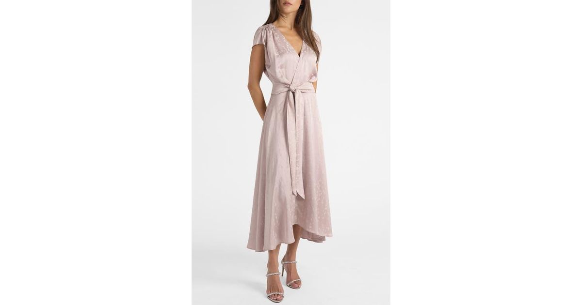Santorelli Talia Cap Sleeve Midi Fit And Flare Dress in Pink | Lyst