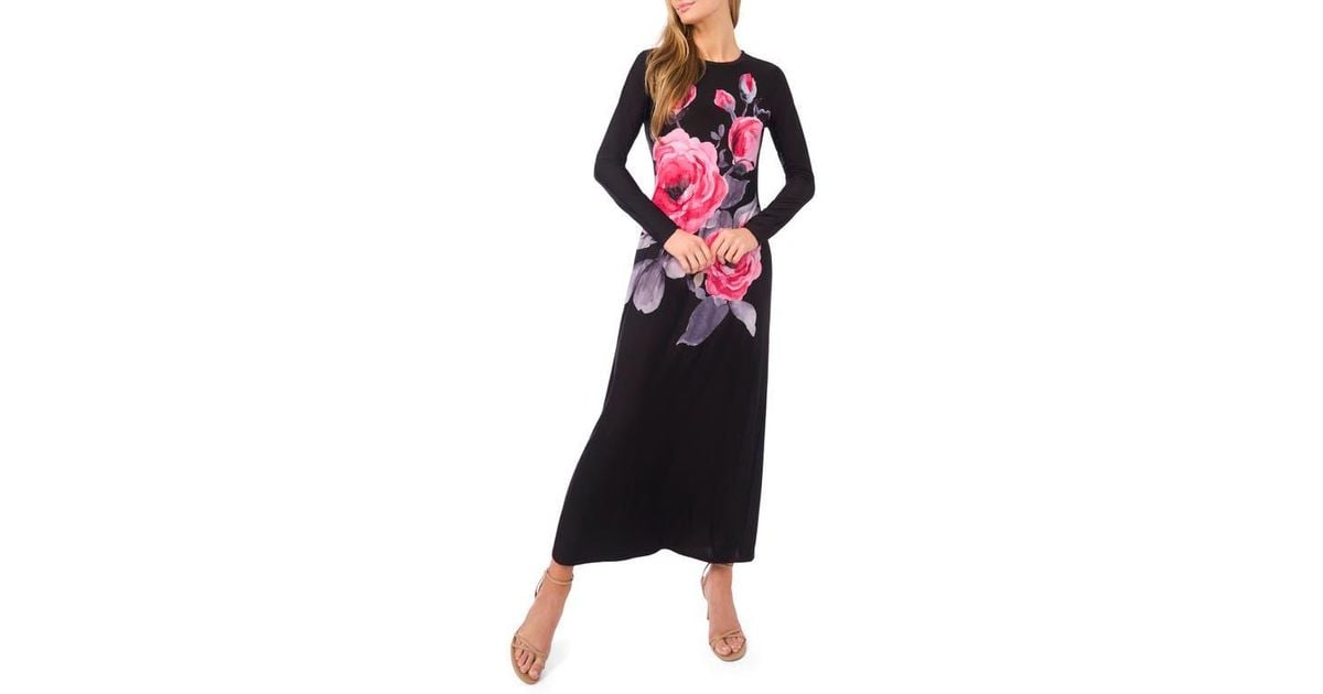 knee length dresses for ladies Satin Long Sleeve Maxi Dress With Chiffon Hem | Shkye