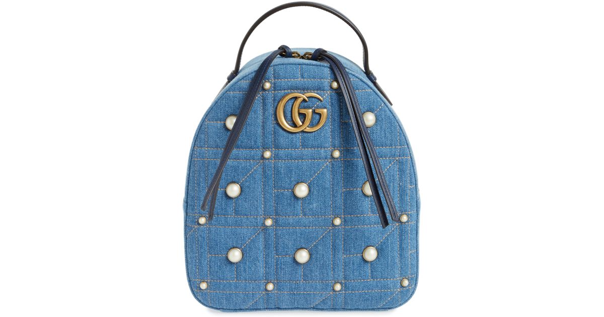 gucci denim bag with pearls