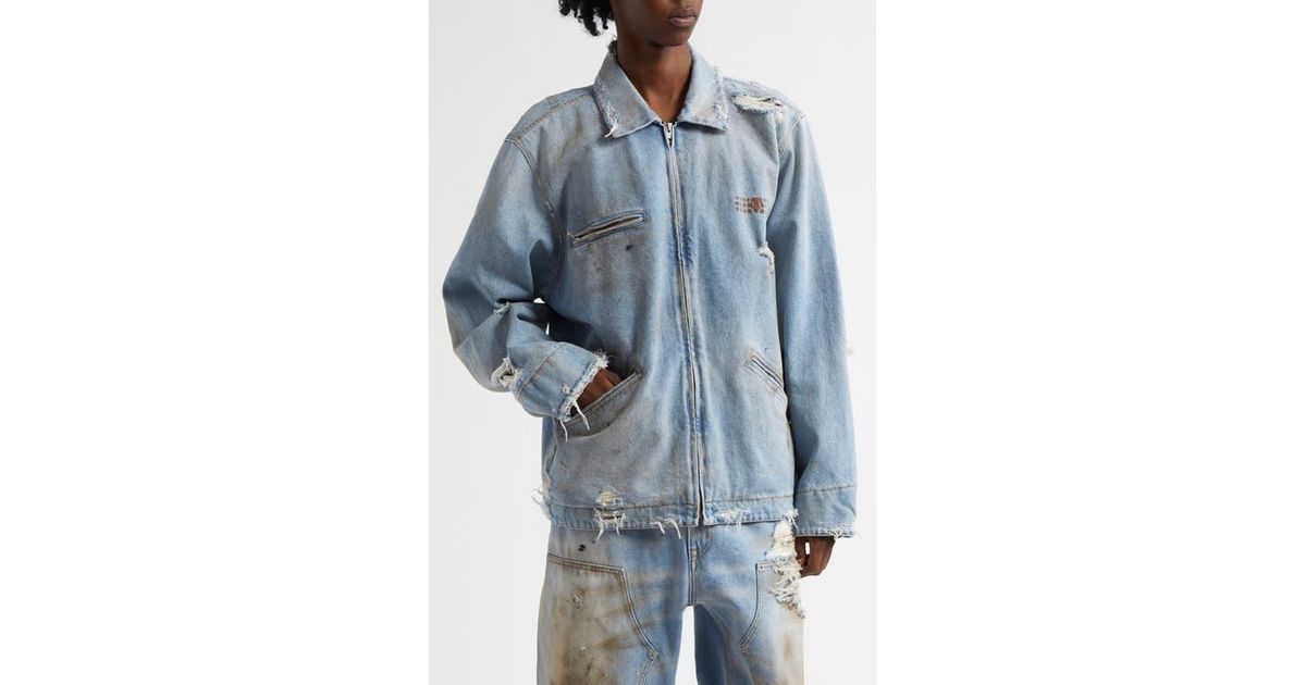 MM6 by Maison Margiela Distressed Denim Chore Jacket in Blue for 