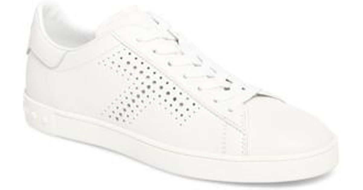Leather Perforated T Sneaker in White 