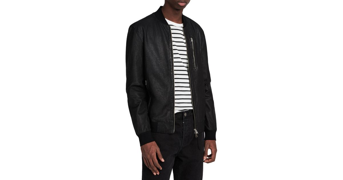 Kino Leather Bomber Jacket Grey Images