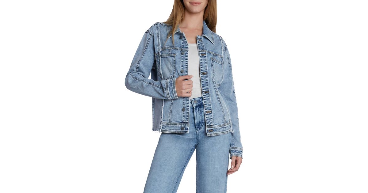 Wash Lab Denim Split Denim Jacket in Blue Lyst