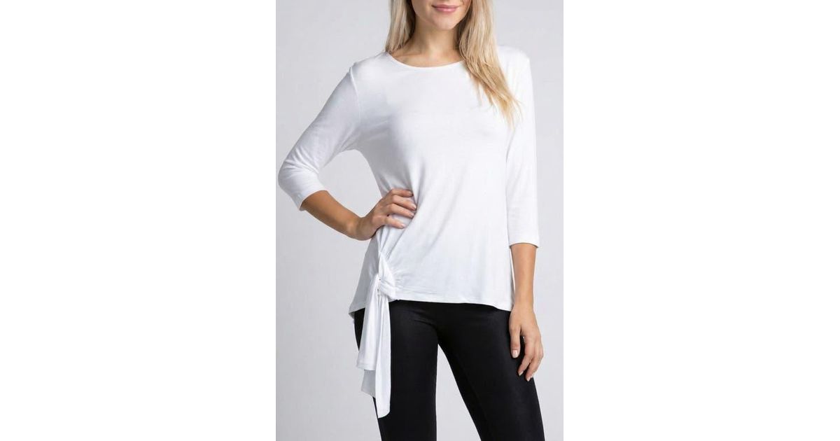 Apny Side Tie Top in White | Lyst