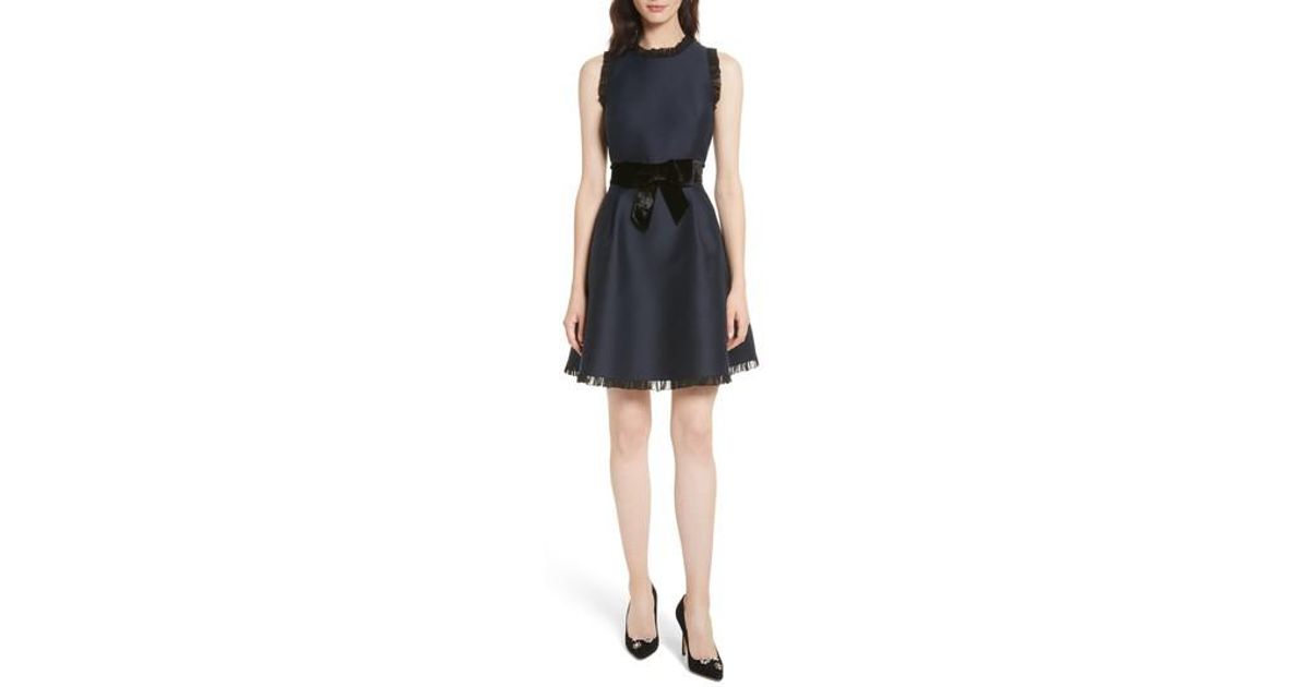 kate spade velvet bow fit and flare dress