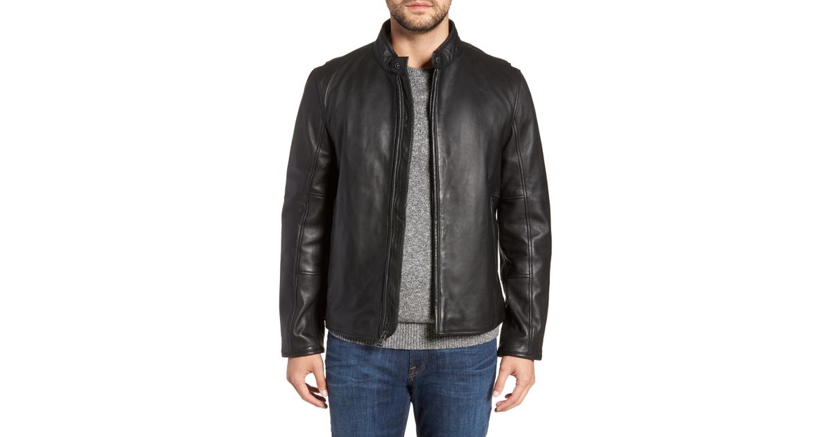 Andrew Marc Black Horace Leather Moto Jacket For Men