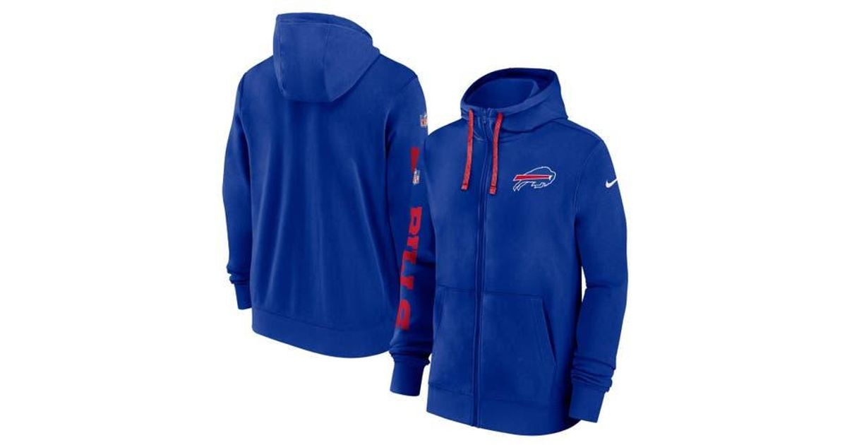Nike Buffalo Bills 2024 Sideline Club Full Zip Hoodie In Blue For Men