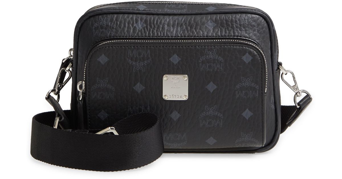 MCM Klassik Visetos Coated Canvas Crossbody Bag in Black Lyst