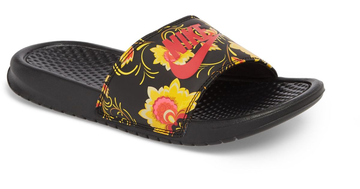 nike slides floral print