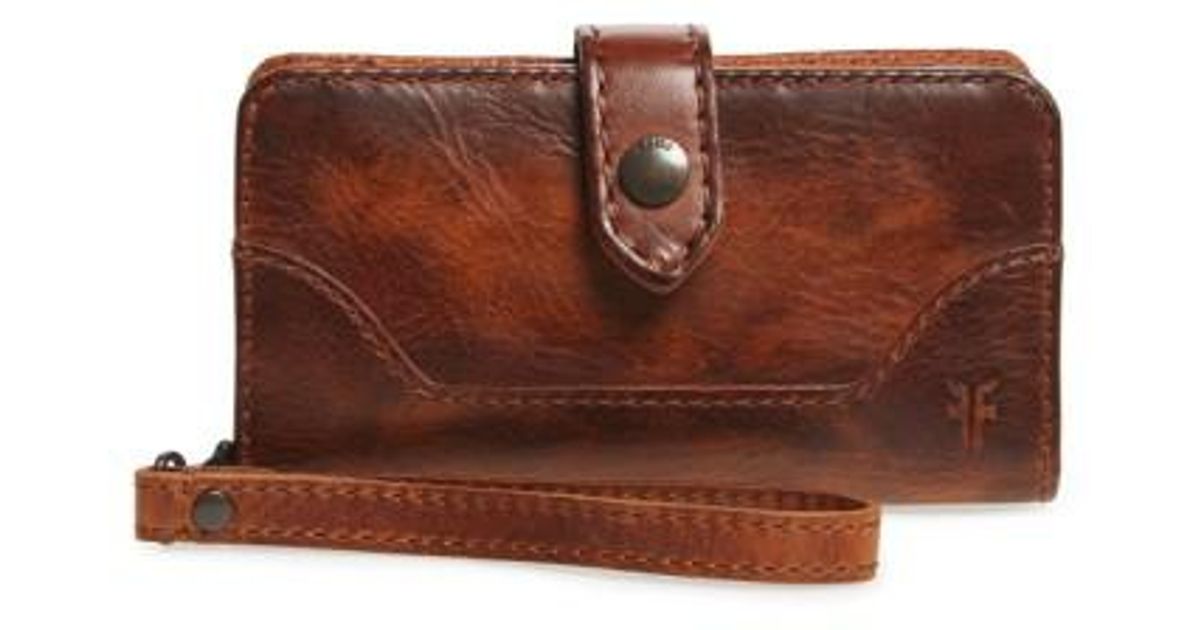Frye 'melissa' Leather Phone Wallet in Cognac (Brown) - Lyst