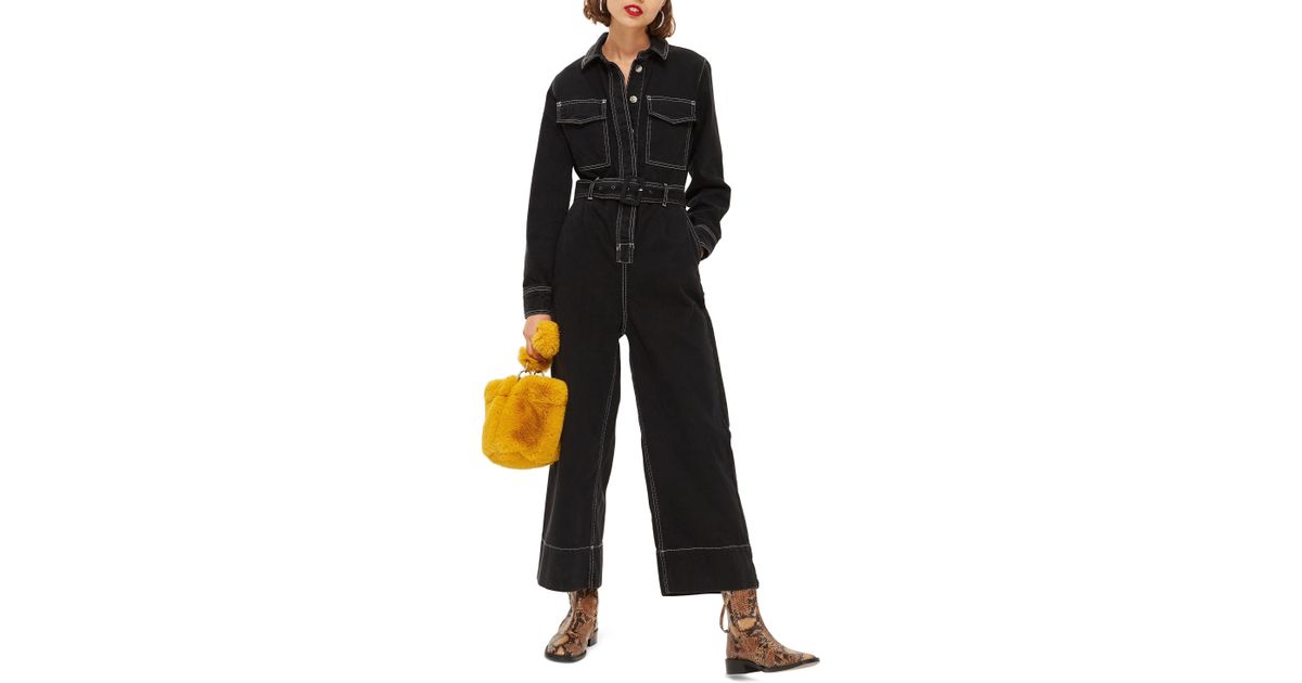 topshop contrast denim boiler suit