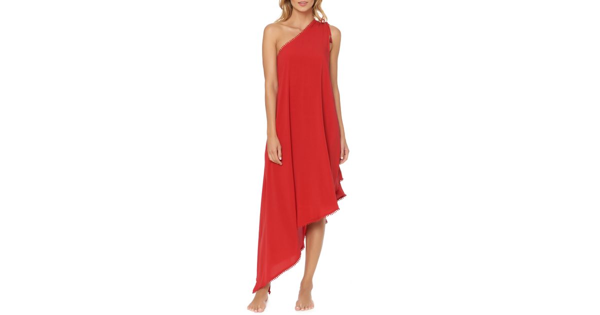 red carter one shoulder cover up