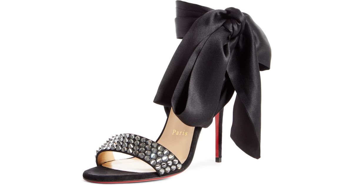 Christian Louboutin Krystal Du Desert Suede Ankle-tie Sandals in Black |  Lyst