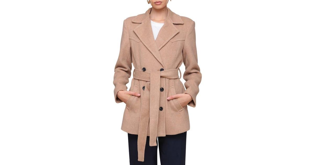 Avec Les Filles Women's Double Breasted Twill Hooded Coat