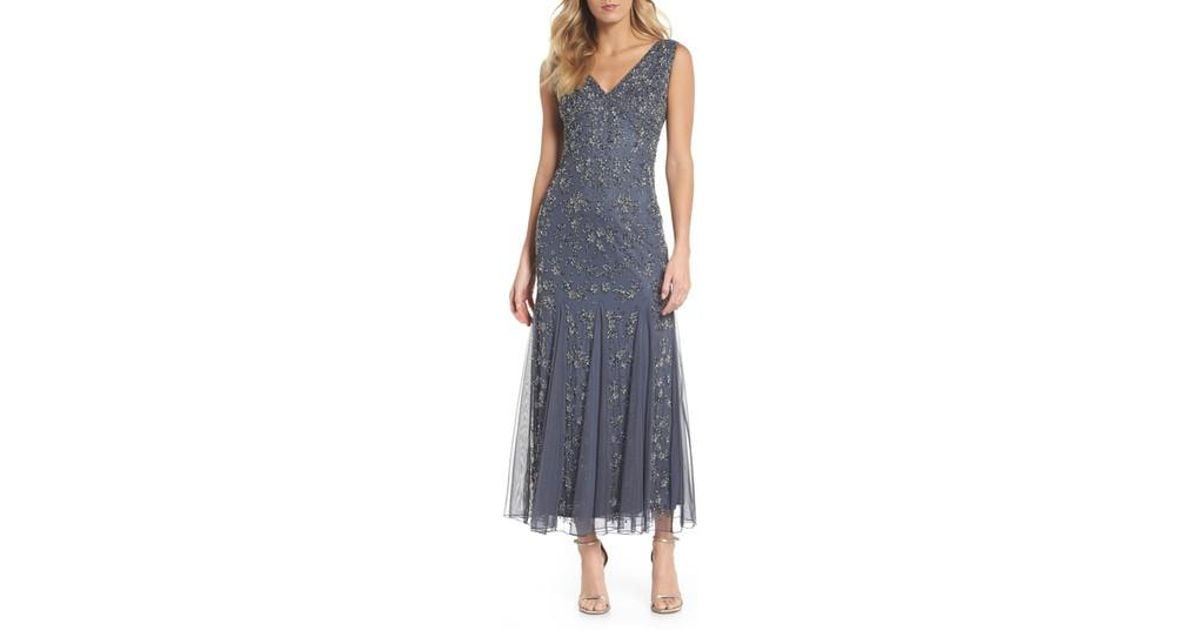 pisarro nights beaded godet gown