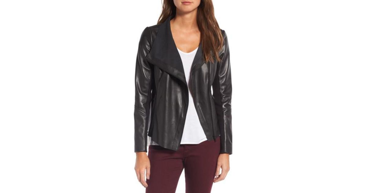 trouve raw edge leather jacket