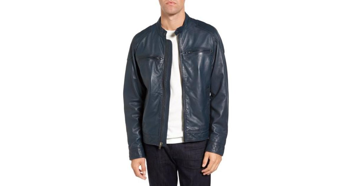 Black Rivet Blue Leather Moto Jacket 