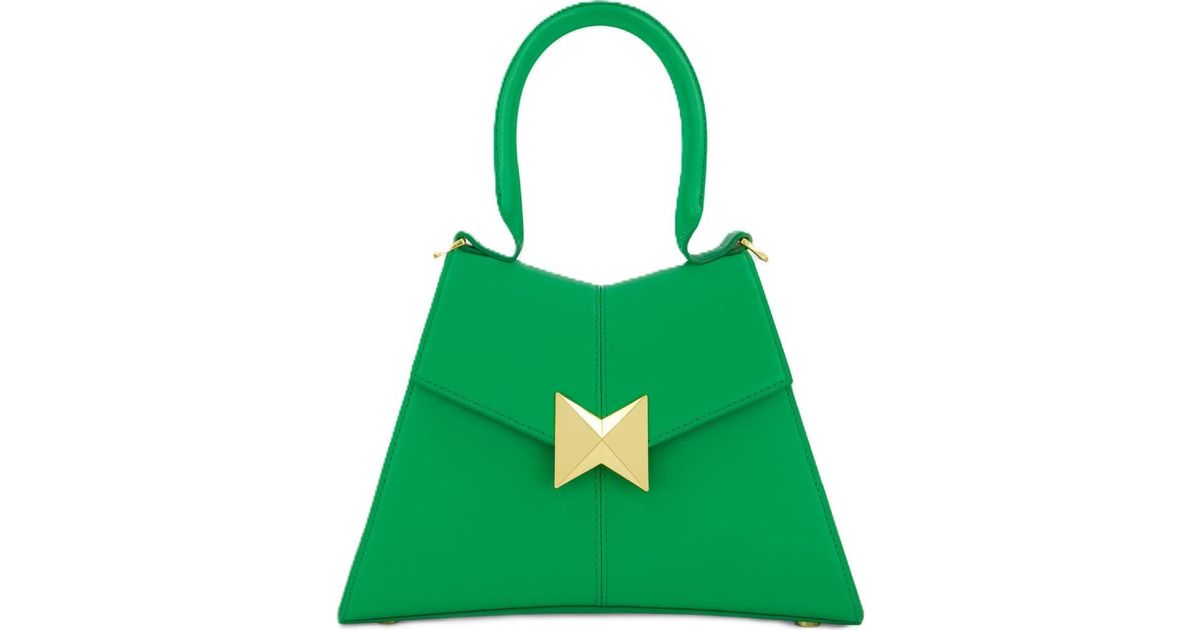 Mac Duggal Hardware Detail Angular Top Handle Small Leather Handbag in ...