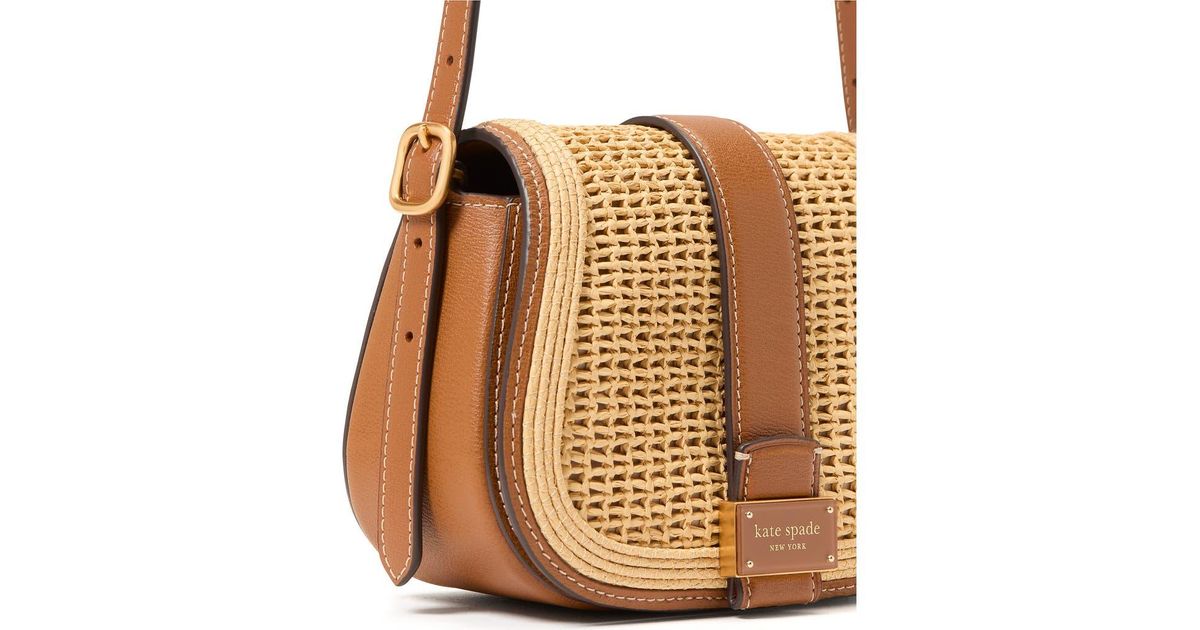 Kate Spade Mini Nouveau Straw Saddle Crossbody Bag in