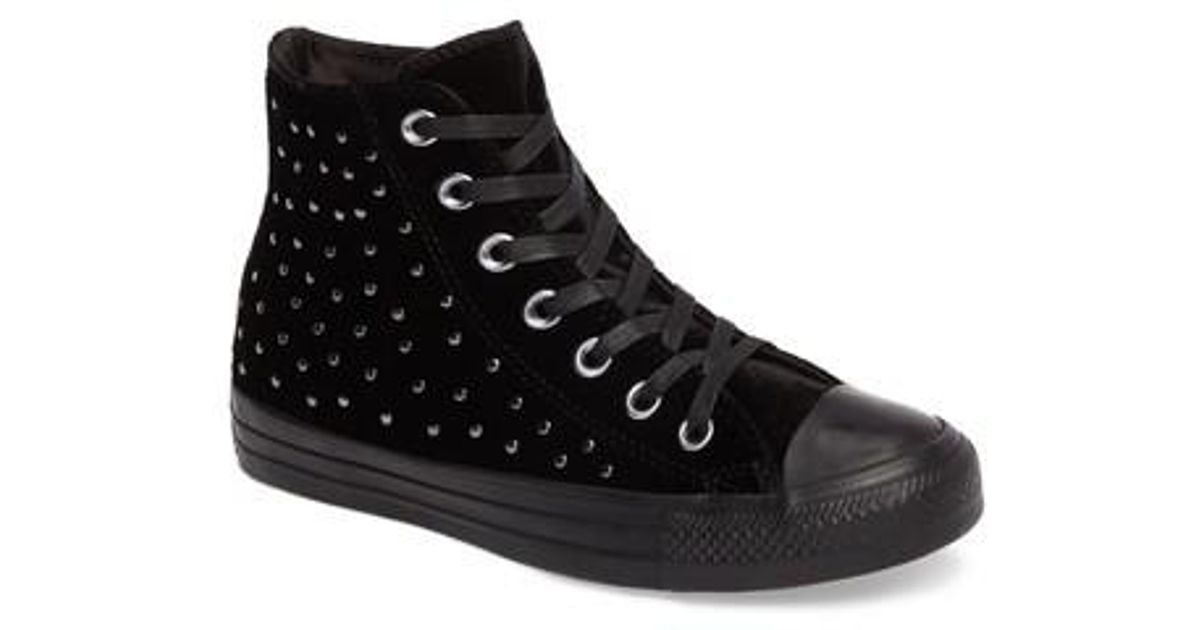 black studded high top converse