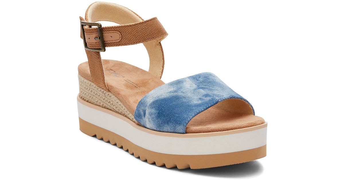 TOMS Diana Platform Wedge Sandal in Blue Lyst