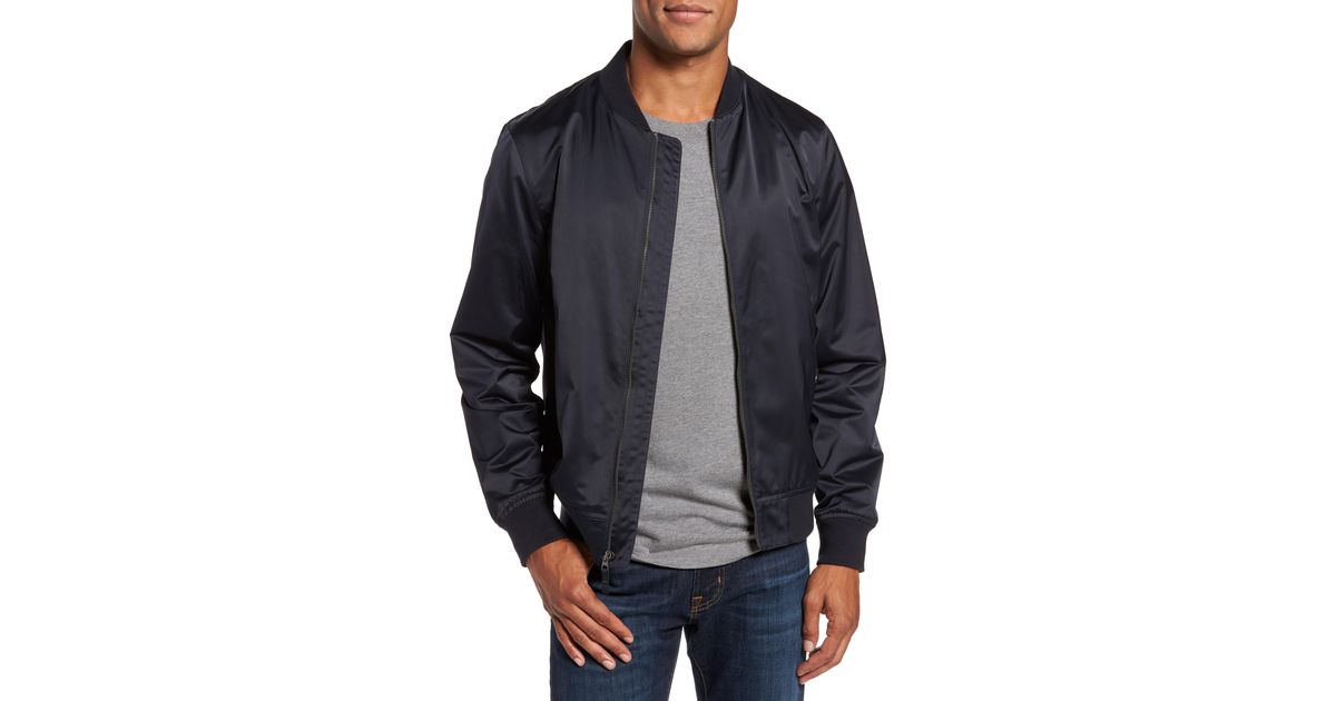 Bonobos Slim Fit Moto Bomber Jacket in Navy (Blue) for Men - Lyst