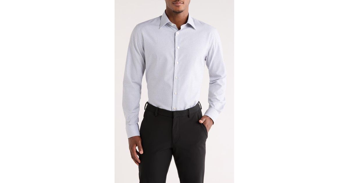 nordstrom men's shop trim fit non-iron dress shirt David Donahue Non-Iron Sky Blue Dress Shirt 17.5 34-35 Trim