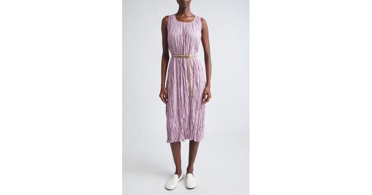 navy blue dress for baby girl Lafayette 148 New York Plissé Sleeveless Belted Midi Dress in Red