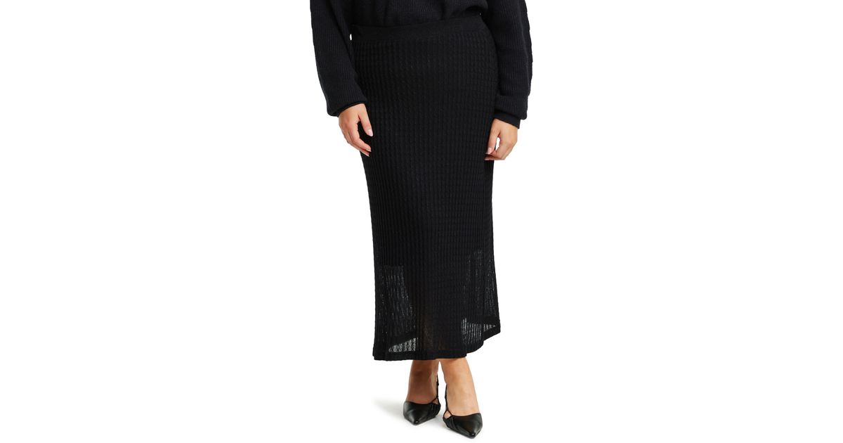 Estelle Oxford Metallic Knit Skirt in Black | Lyst