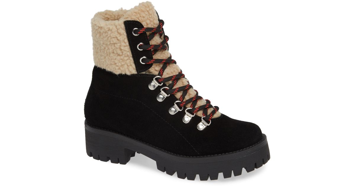 bitter faux shearling trim bootie steve madden