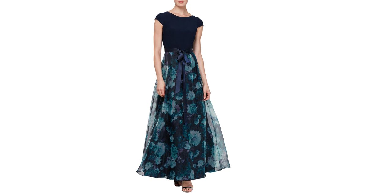 Sl Fashions Floral Organza Gown in Blue | Lyst