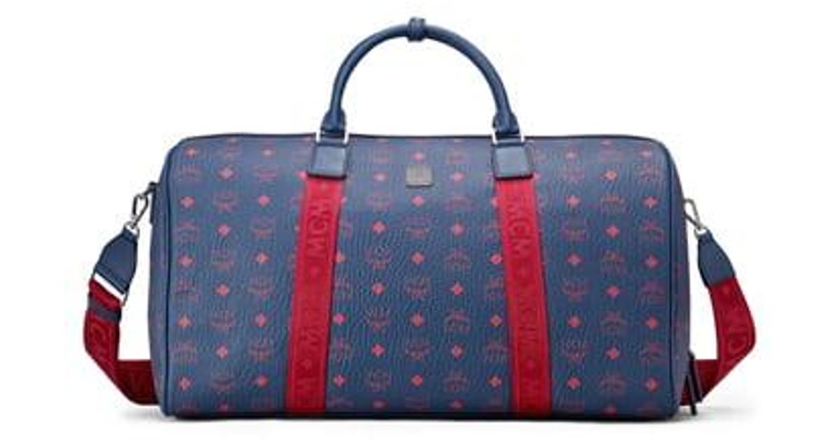 red mcm duffle bag