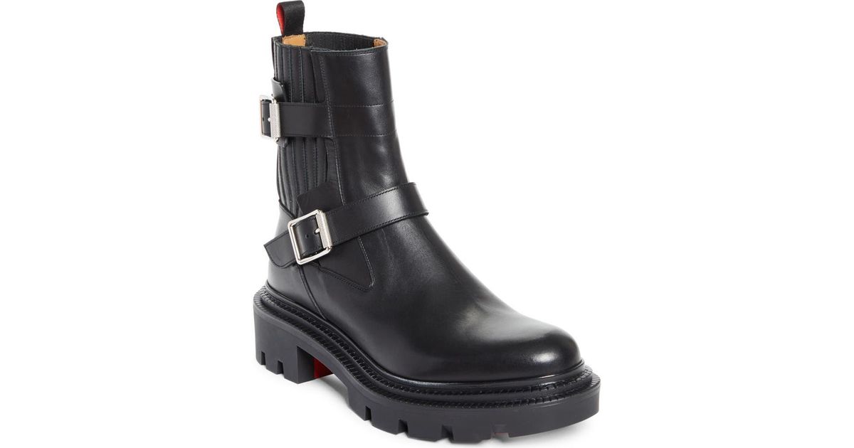 CHRISTIAN LOUBOUTIN Black MENS Oxybootie Buckle Leather Boot Christian Louboutin Oxybootie College Leather Chelsea Boots  main image 2