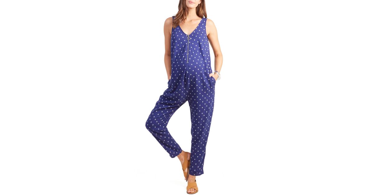 Ingrid & Isabel Zip Front Maternity/nursing Jumpsuit in Blue Lyst