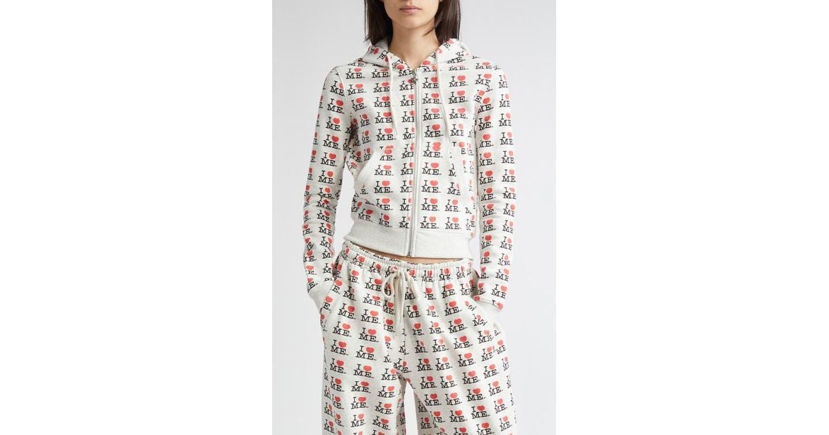 Ashley Williams I Heart Me Shrunken Graphic Hoodie in White | Lyst