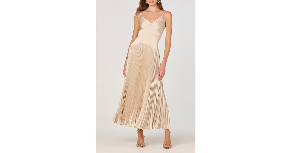 Astr Pleated Drop Waist Dress in Natural | Lyst Astr Pleated Drop Waist Dress in Natural | Lyst
