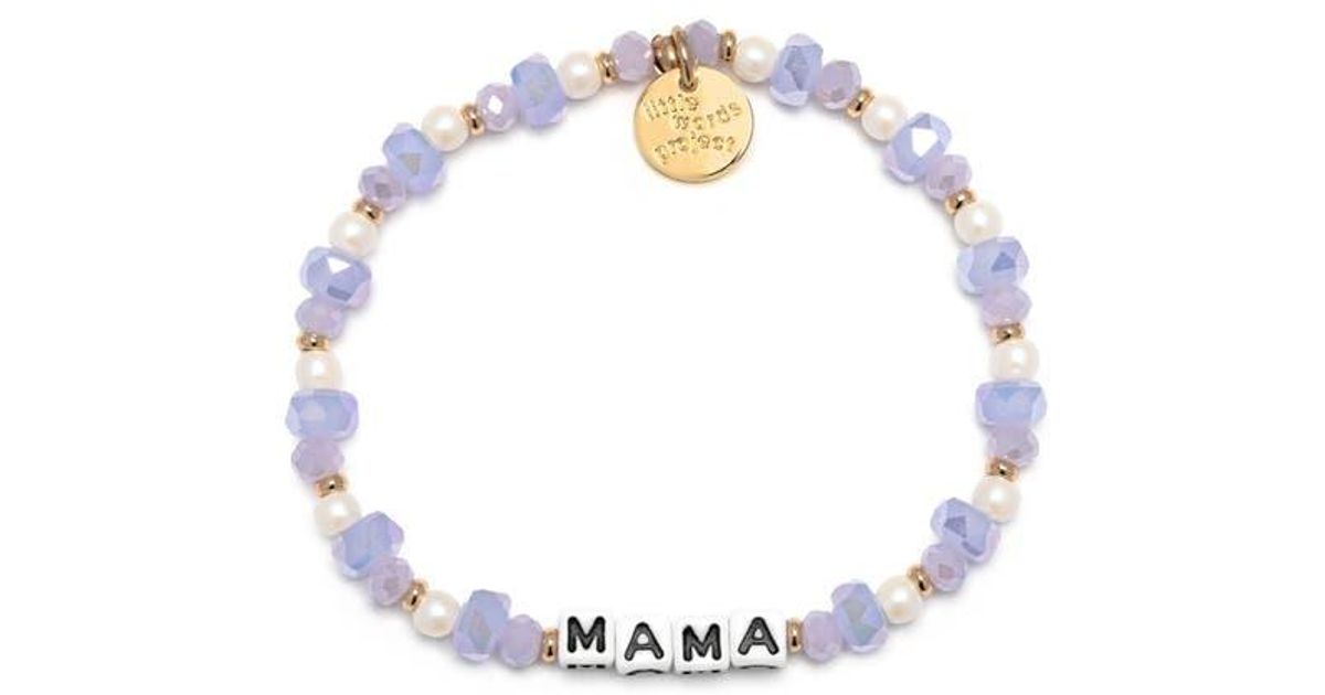 Little Words Project Mama Beaded Stretch Bracelet in White | Lyst