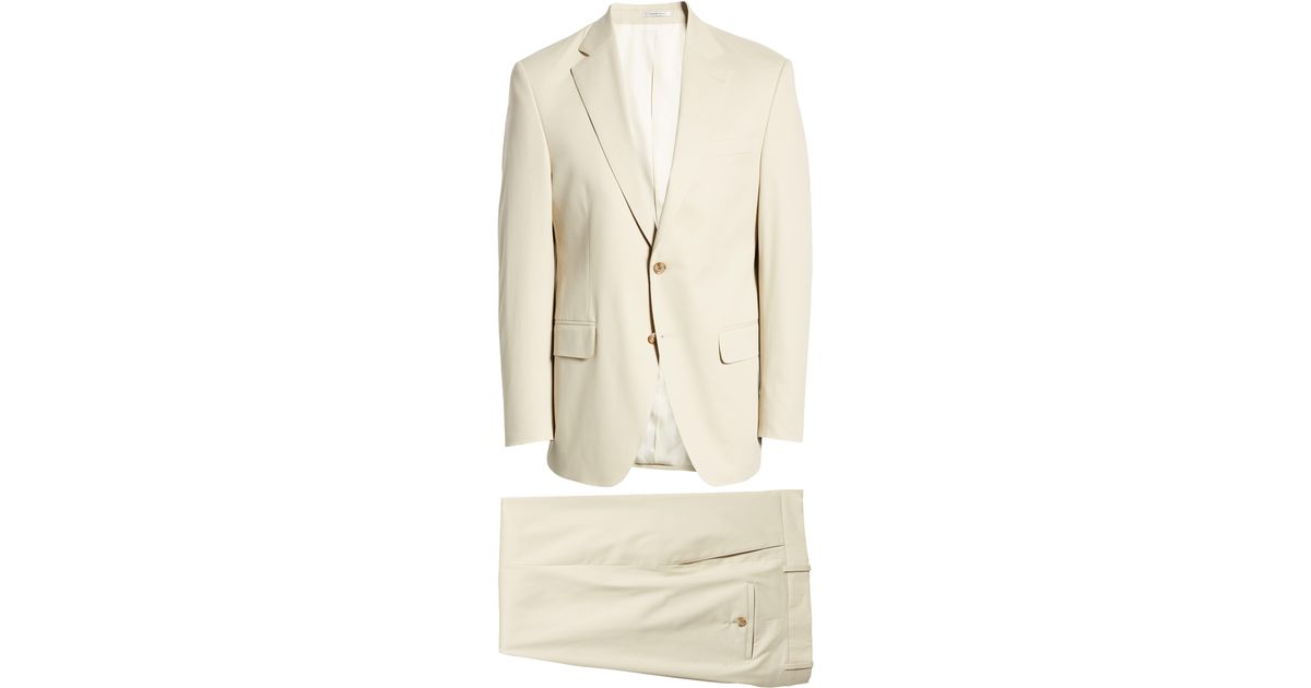 Peter Millar Tailored Fit Cotton Blend Suit in Natural for Men | Lyst