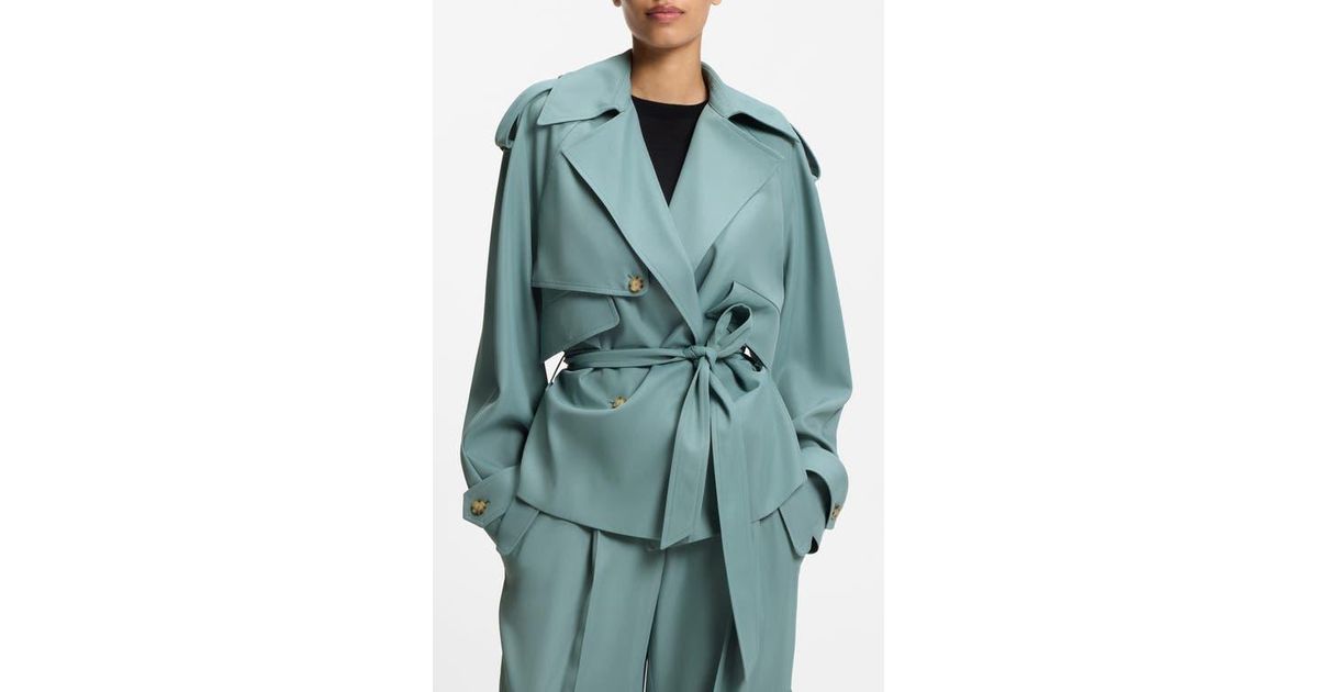 BOSS Jacusa Belted Jacket in Green | Lyst