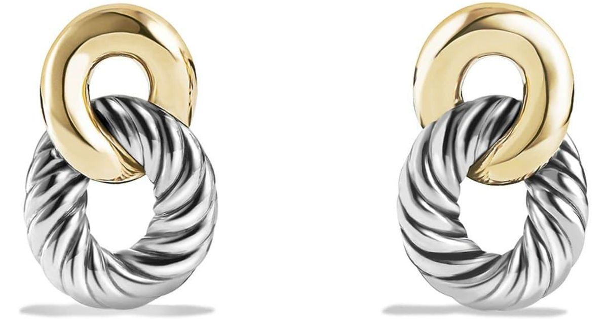 David Yurman 'belmont' Curb Link Drop Earrings With 18k Gold in Two